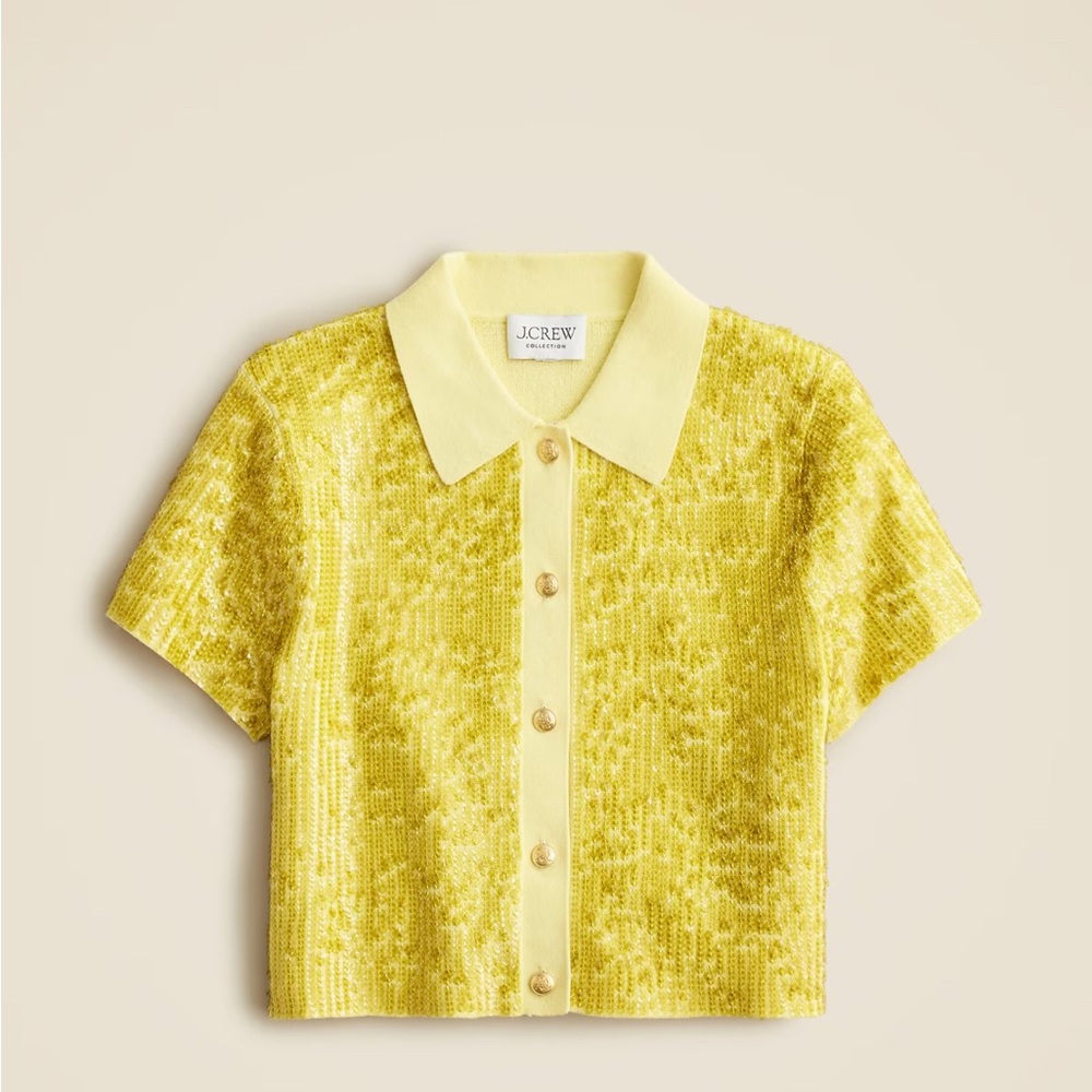 J. Crew Collection Sequin Yellow Polo - size XS